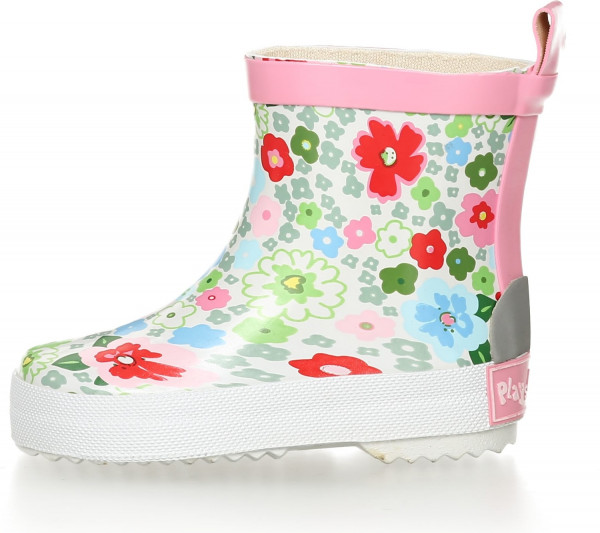 Playshoes Kinder Gummistiefel Halbschaft Blumen Weiß