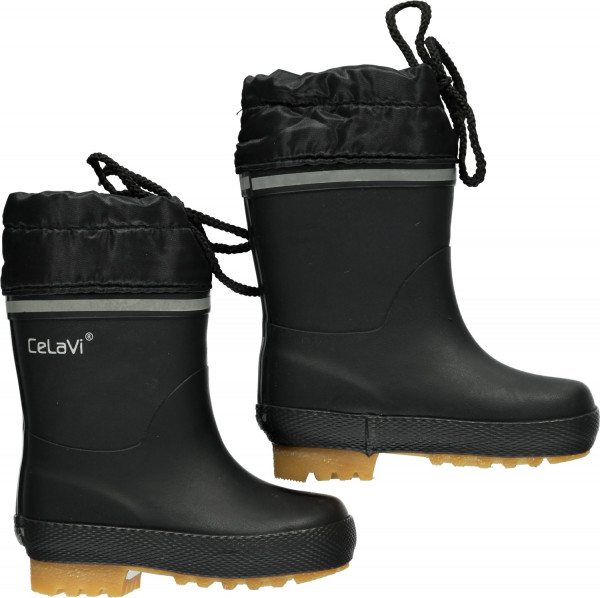 CeLaVi Kinder Gummistiefel gefüttert Thermal Wellies mit Lining Solid Black