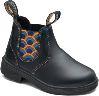 Blundstone Kids Stiefel Boots #2254 Black Leather with Rainbow Elastic (Kids)