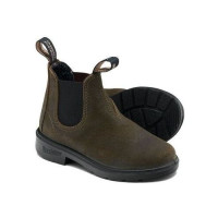 Blundstone Kinder Chelsea Boots #2496 Dark Olive Waxed Suede (Kids)