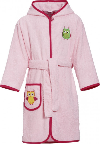 Playshoes Kinder Frottee-Bademantel Eule Rosa