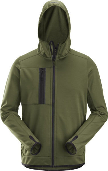 Snickers Fleecejacke AllroundWork, Fleece Kapuzenjacke mit Reißverschluss Khaki/Grün