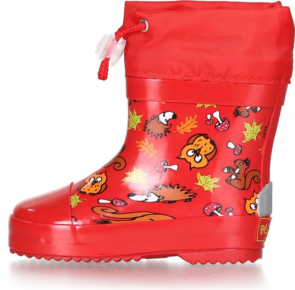 Playshoes Kinder Gummistiefel Halbschaft Waldtiere gefüttert Rot