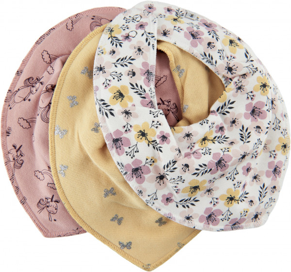 Pippi Baybwear Mädchen Halstuche Schal Bandana Bib Girl -Aop (3-Pack) Misty Rose