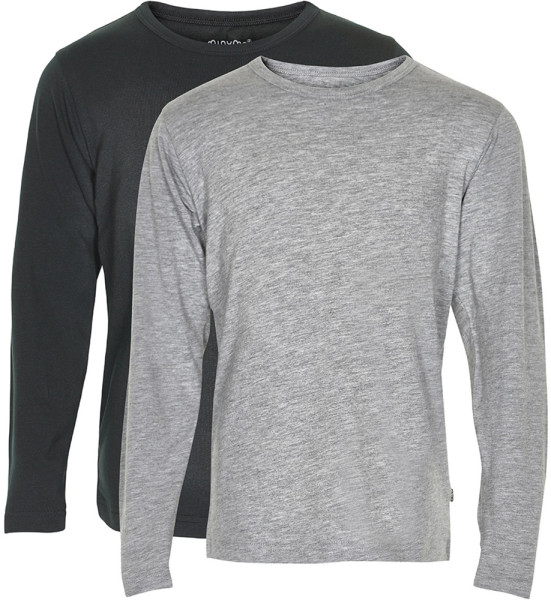 Minymo Kinder Longsleeve Basic 34 Langarm Shirt (2-Pack) Anthacite Black