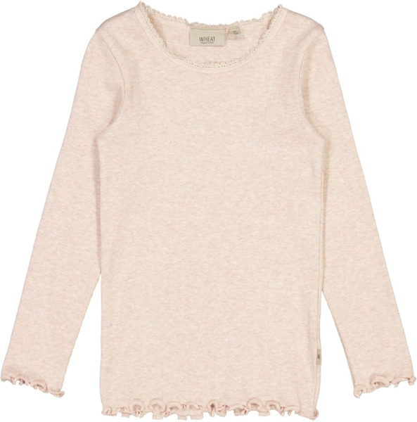Wheat Kinder Langarm-Shirt Rib T-Shirt Lace Longsleeve Rose Melange