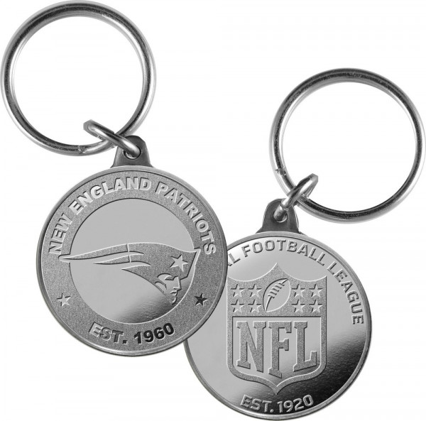 New England Patriots Minted Coin Keyring American Football NFL Silber