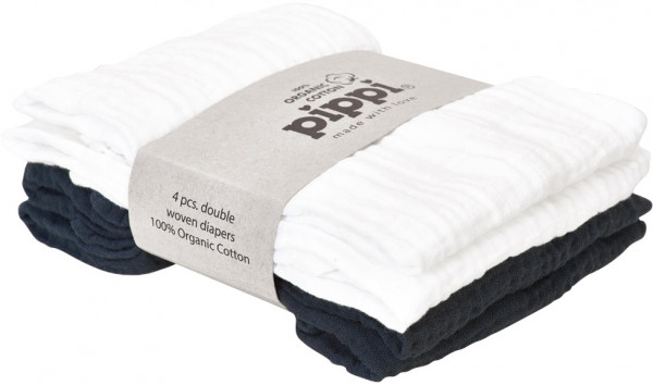Pippi Baybwear Kinder Windeln Organic Cloth Muslin (4-Pack) 65x65 cm White