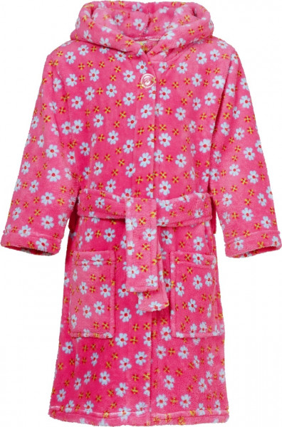 Playshoes Kinder Fleece-Bademantel Blumen Pink