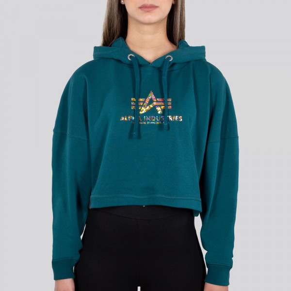Alpha Industries Damen Sweatshirt Basic Hoody COS Hol. Print Women Deep Petrol