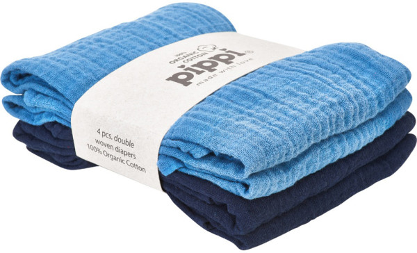 Pippi Baybwear Kinder Windeln Organic Cloth Muslin (4-Pack) 65x65 cm Dress Blues