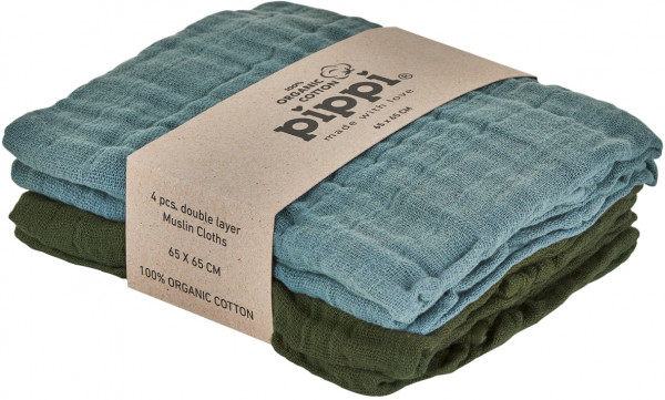 Pippi Baybwear Kinder Windeln Organic Cloth Muslin (4-Pack) 65x65 cm Lead