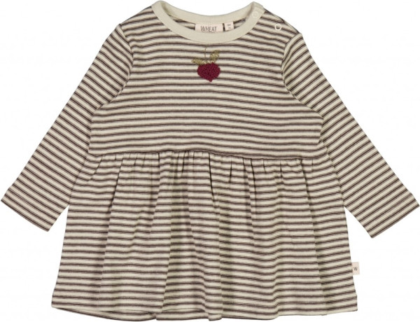 Wheat Kinder Langärmliges Kleid mit Beeren-Stickerei Jersey Dress Berry Embroidery Mulch Stripe