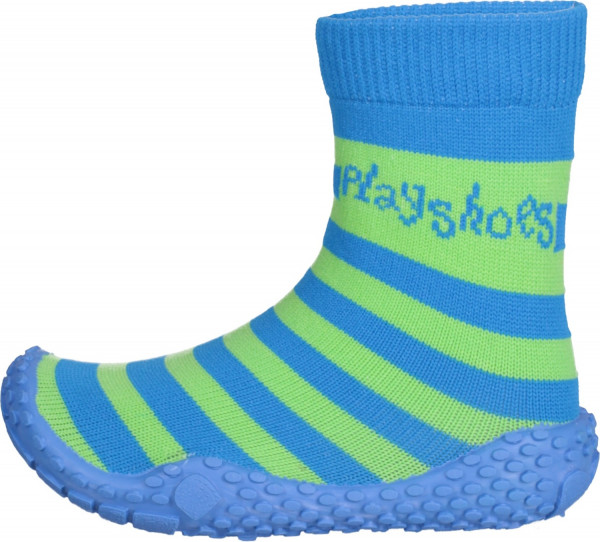 Playshoes Kinder Schuh Aqua-Socke Streifen Blau/Grün
