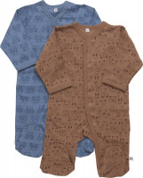 Pippi Babywear Kinder Schlafanzug Nightsuit mit Foot Buttons (2er Pack) Blue Mirage