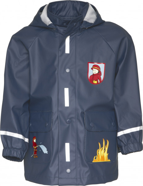 Playshoes Kinder Regen-Mantel Feuerwehr marine