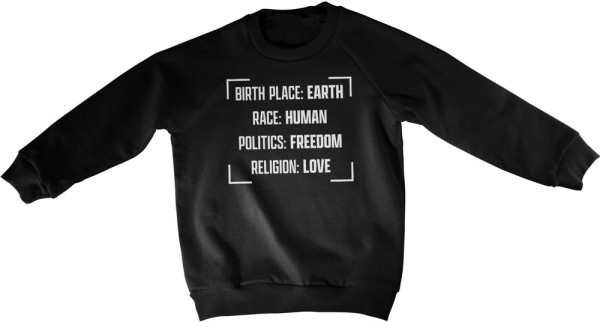 Hybris Birthplace Earth Kids Sweatshirt Kinder Black