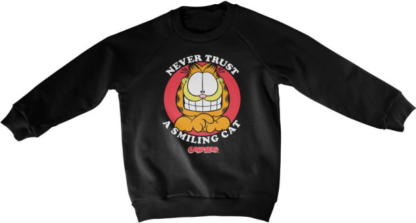 Garfield Never Trust A Smiling Cat Kids Sweatshirt Kinder Black