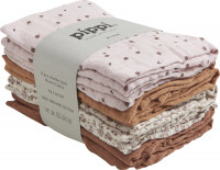 Pippi Babywear Kinder Windel Organic Cloth Muslin (8er Pack) Mocha Mousse-65x65 cm