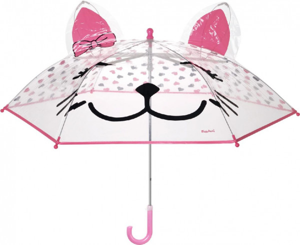 Playshoes Kinder Regenschirm Katze Transparent