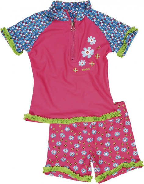 Playshoes Kinder UV-Schutz Bade-Set Blumen Pink