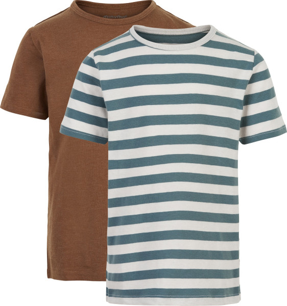 Minymo Jungen Basic 32 T-Shirt (2er Pack) Toffee