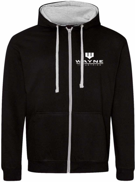 DC Batman - Wayne Industries (SuperHeroes Inc. Contrast Zip Up Hood) Hoodie Black