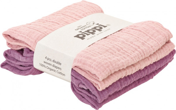 Pippi Baybwear Kinder Windeln Organic Cloth Muslin (4-Pack) 65x65 cm Pale Mauve Purple