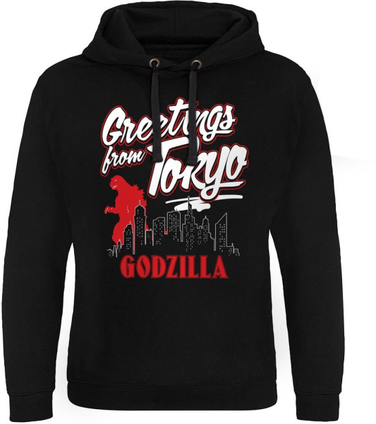 Godzilla Greetings From Tokyo Epic Hoodie Black