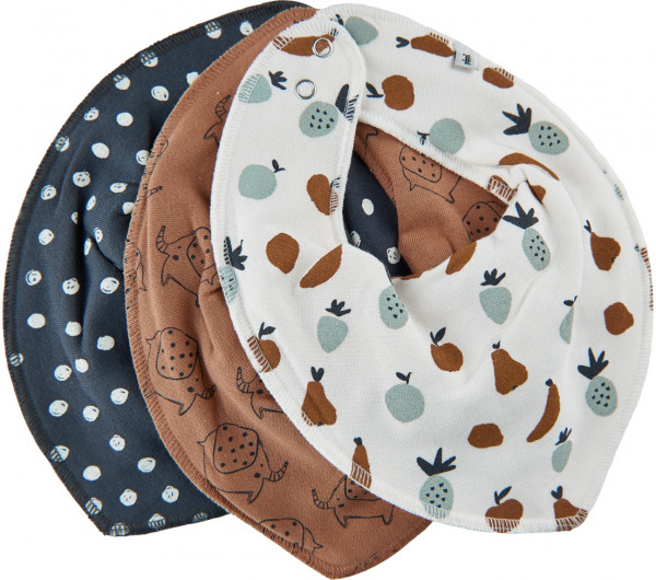 Pippi Baybwear Kinder Halstuche Schal Bandana Bib Uni - Aop (3-Pack) Indian Tan