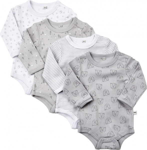Pippi Babywear Kinder Body LS AO-Printed (4er Pack) Harbor Mist