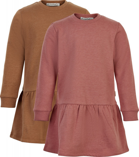 Minymo Mädchen Kleid Sweat Dress LS (2er Pack) Canyon Rose