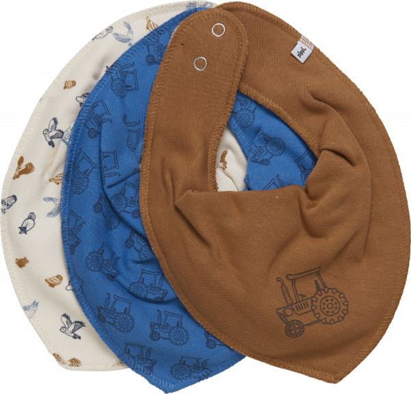 Pippi Babywear Kinder Lätzchen Bandana Bib Uni AOP (3er Pack) Vallarta Blue