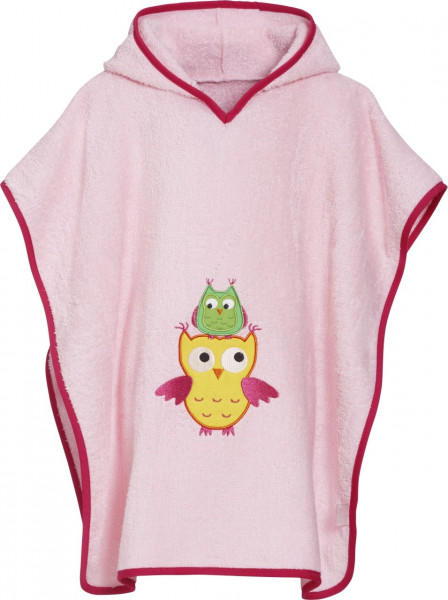Playshoes Kinder Badetuch Frottee-Poncho Eule Rosa