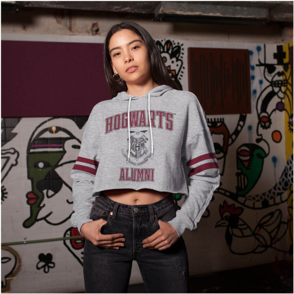 Harry Potter - Hogwarts Alumni (SuperHeroes Inc. Cropped Pullover) Damen Hoodie Heather Grey
