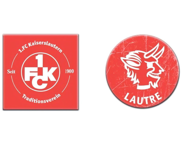 1. FC Kaiserslautern Magnet 2er Set Fussball Rot