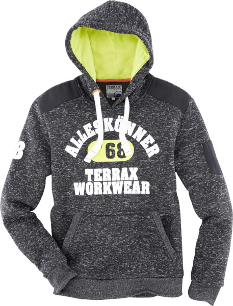 Terrax Workwear Strickfleecehoody Schwarz Melange/Limette/Orange