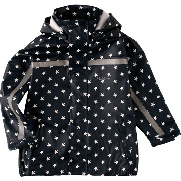 BMS Kinder Regenjacke Softskin Buddeljacke Marine mit Weißen Sternen