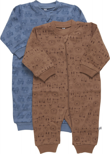 Pippi Babywear Kinder Schlafanzug Nightsuit Zipper (2er Pack) Blue Mirage