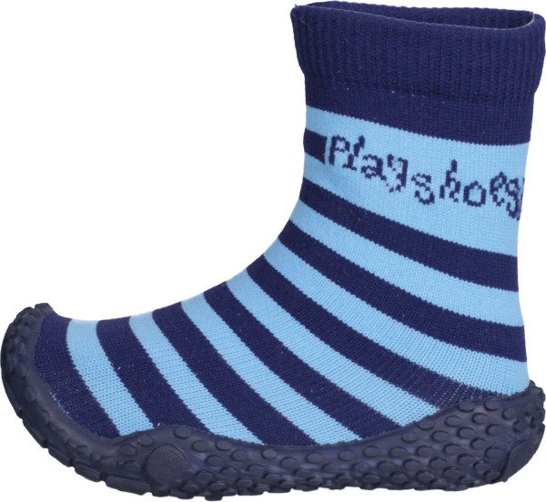 Playshoes Kinder Schuh Aqua-Socke Streifen Marine/Hellblau
