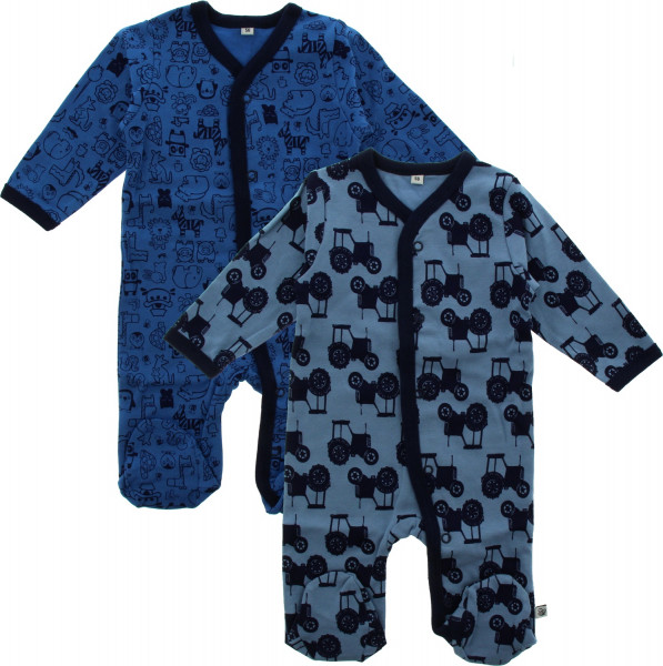 Pippi Babywear Kinder Schlafanzug Nightsuit mit Foot Buttons (2er Pack) Blue