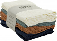 Pippi Babywear Kinder Windel Organic Muslin Cloth (8er Pack) Dress Blues-65x65 cm