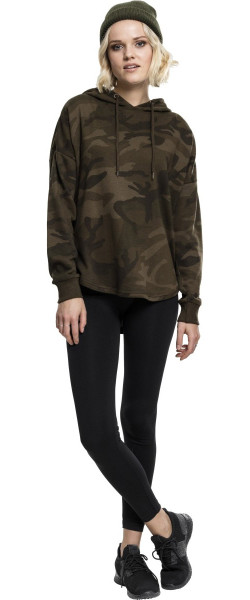 Urban Classics Women Hoodie Ladies Oversized Camo Hoody Olive Camouflage