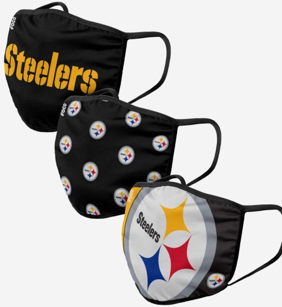 Pittsburgh Steelers 3er-Pack Gesichtsmasken American Football NFL Schwarz