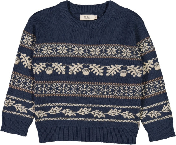 Wheat Kinder Strickpullover Jacquard Pullover Julius Sea Storm