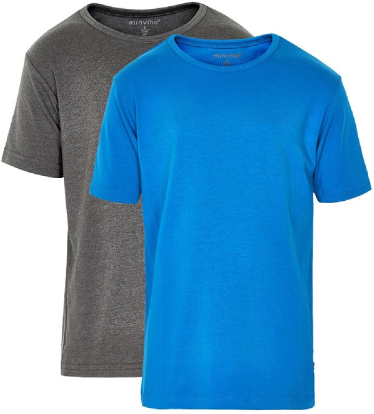 Minymo Jungen T-Shirts Basic 32 -T-Shirt (2-Pack) Pack W. 2 Colours Directoire Blue