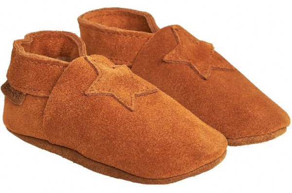 En Fant Kinder Soft shoes Elastic Slipper Suede E813110-Leather Brown