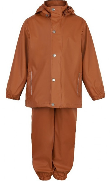 En Fant Kinder Basic rainsuit, PU Rainwear Set Solid 240000-Leather Brown