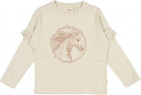 Wheat Kinder Langarm-Shirt mit Pferd T-Shirt Horse Embroidery Fossil