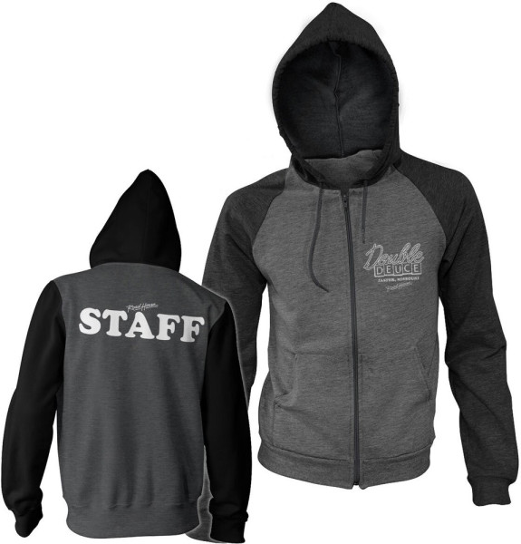 Road House Double Deuce STAFF Varsity Zipped Hoodie Dark-Grey-Black